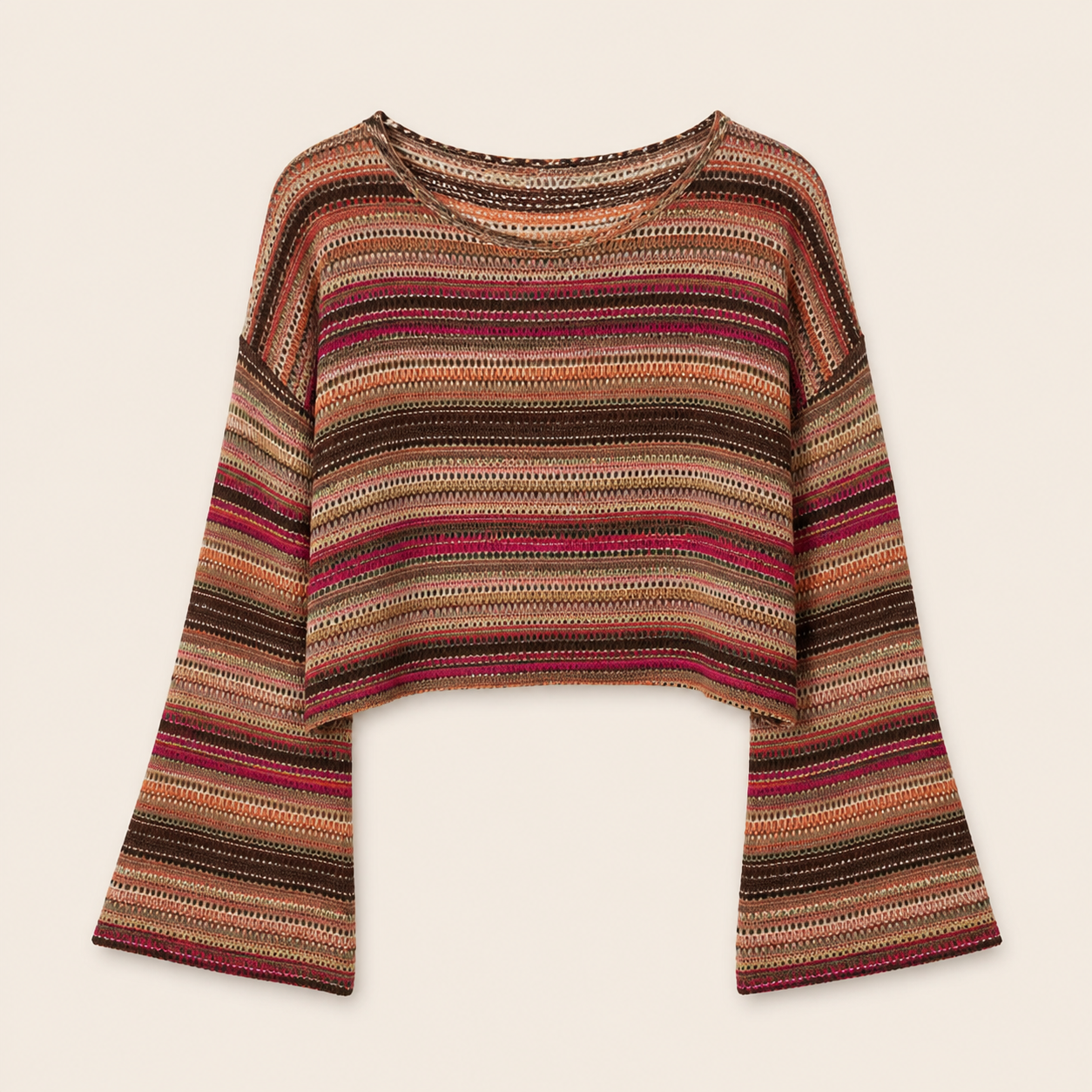 Women's Colorful Striped Textured Knit Top