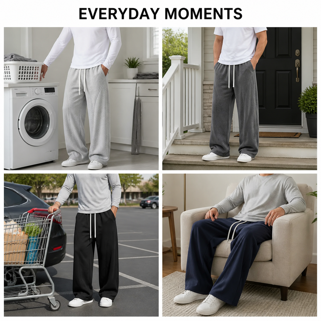 Men's Fleece-Lined Wide-Leg Sweatpants Bundle