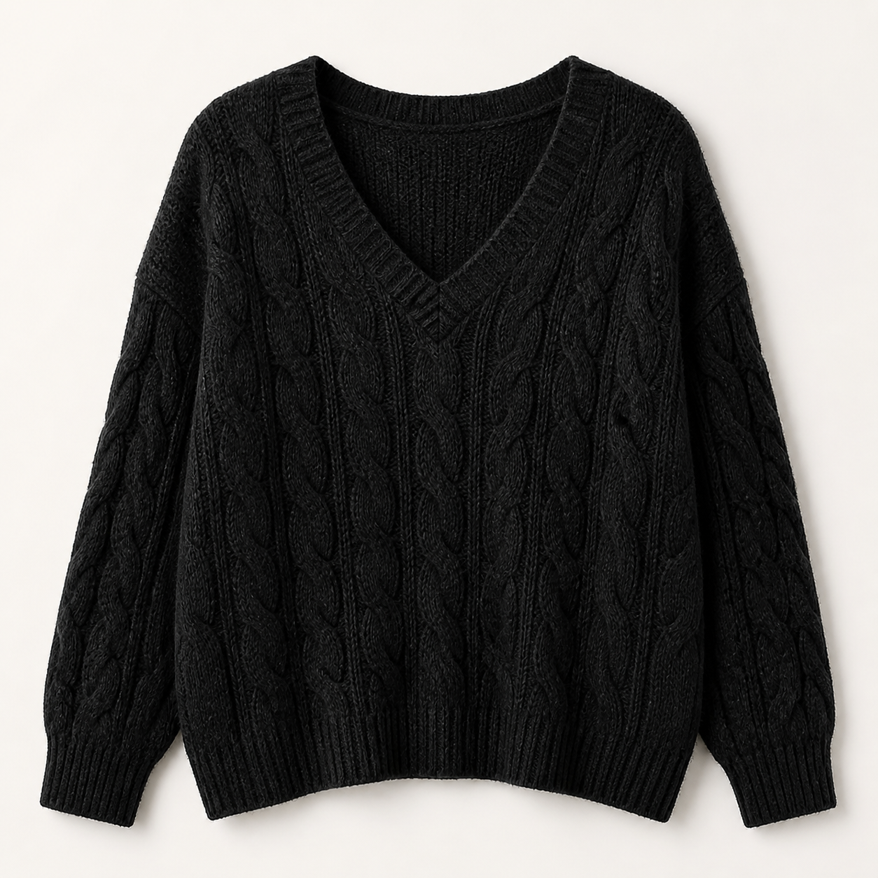 Women's Cable Knit V Neck Long Sleeve Sweater 8/10/12 Pack