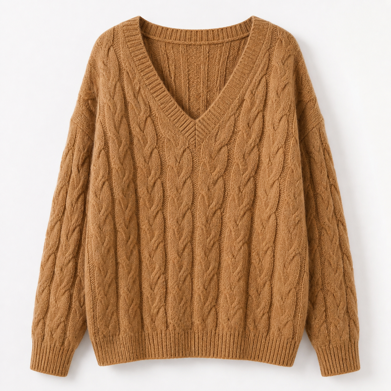 Women's Cable Knit V Neck Long Sleeve Sweater 8/10/12 Pack