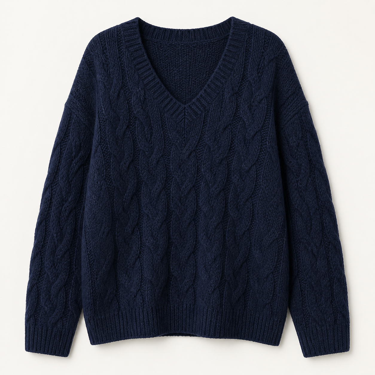 Women's Cable Knit V Neck Long Sleeve Sweater 8/10/12 Pack