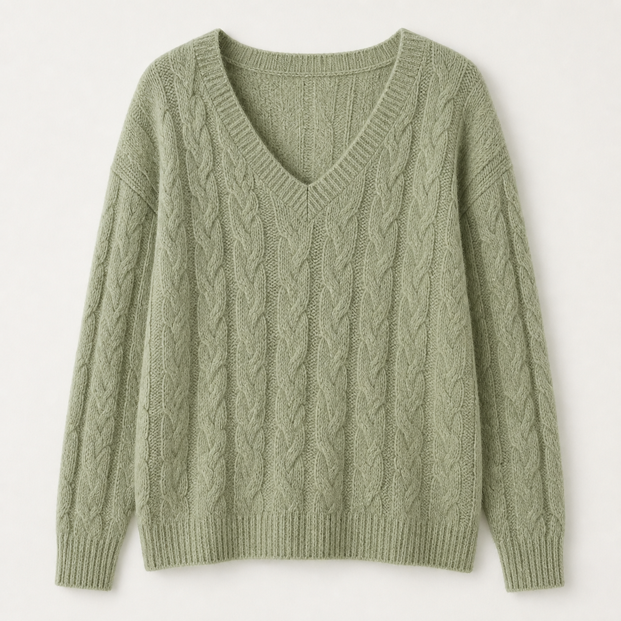 Women's Cable Knit V Neck Long Sleeve Sweater 8/10/12 Pack