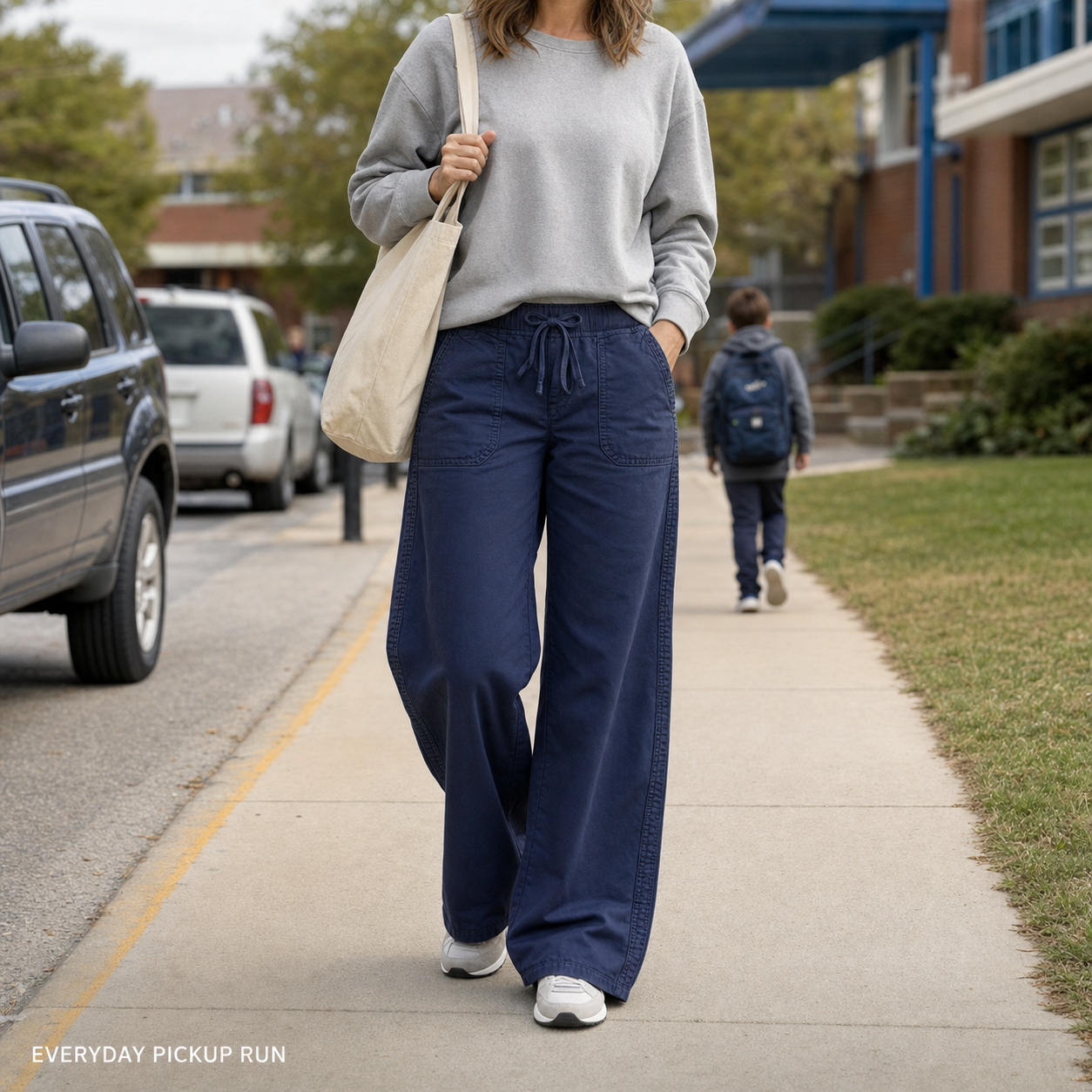 Women's 8 PCS Wide-Leg Utility Pants, Drawstring Waist, Front Patch Pockets