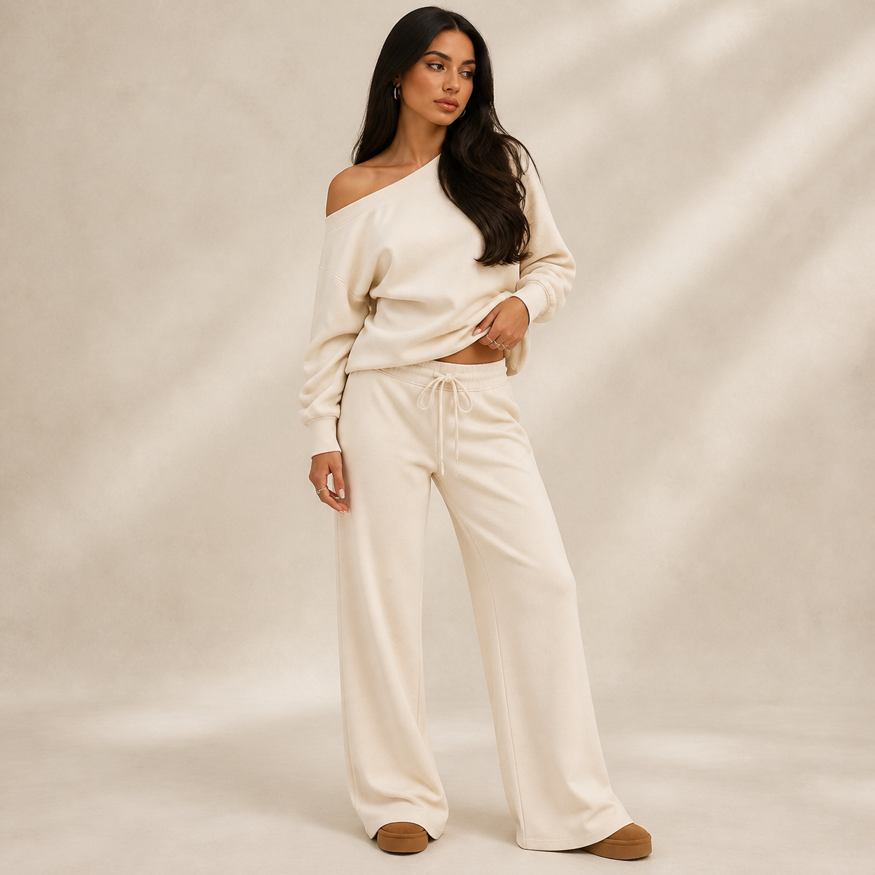 Women's Off-Shoulder Jumper & Pants Set