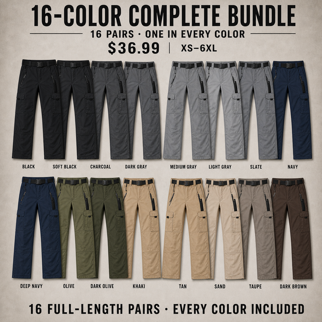 Men's Water-Resistant Multi-Pocket Tactical Cargo Pants