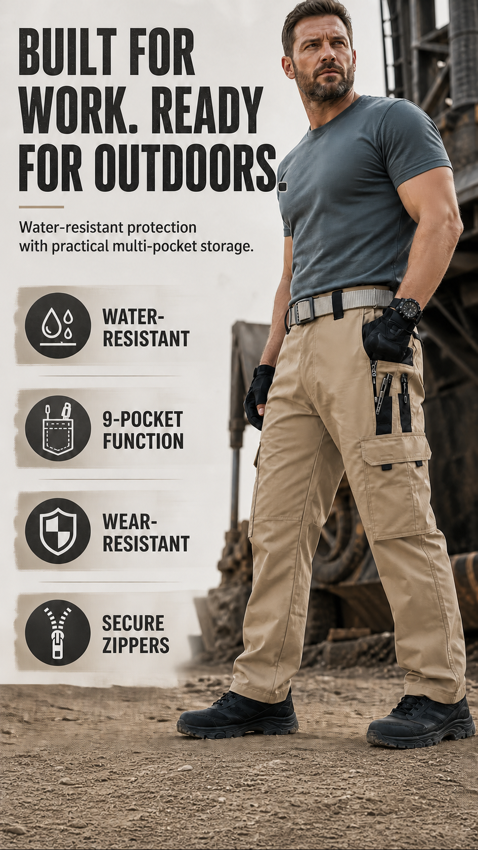 Men’s water-resistant tactical cargo pants