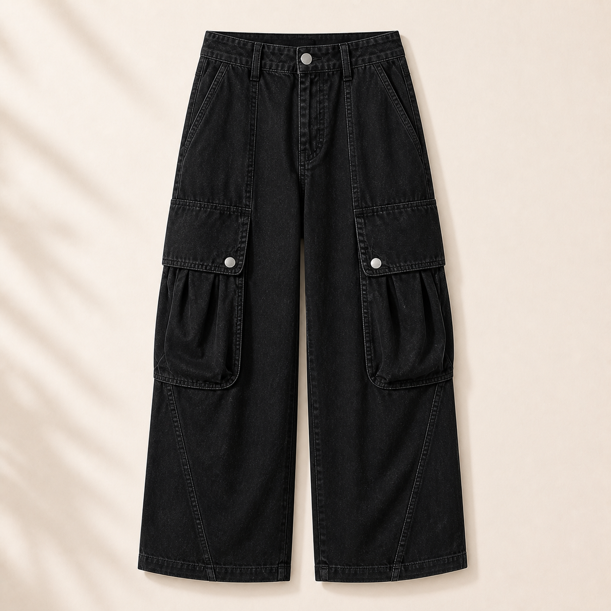Women's Solid Flap Pocket Mid Rise Parachute Cargo Pants Without Belt 8/10/12 Pack