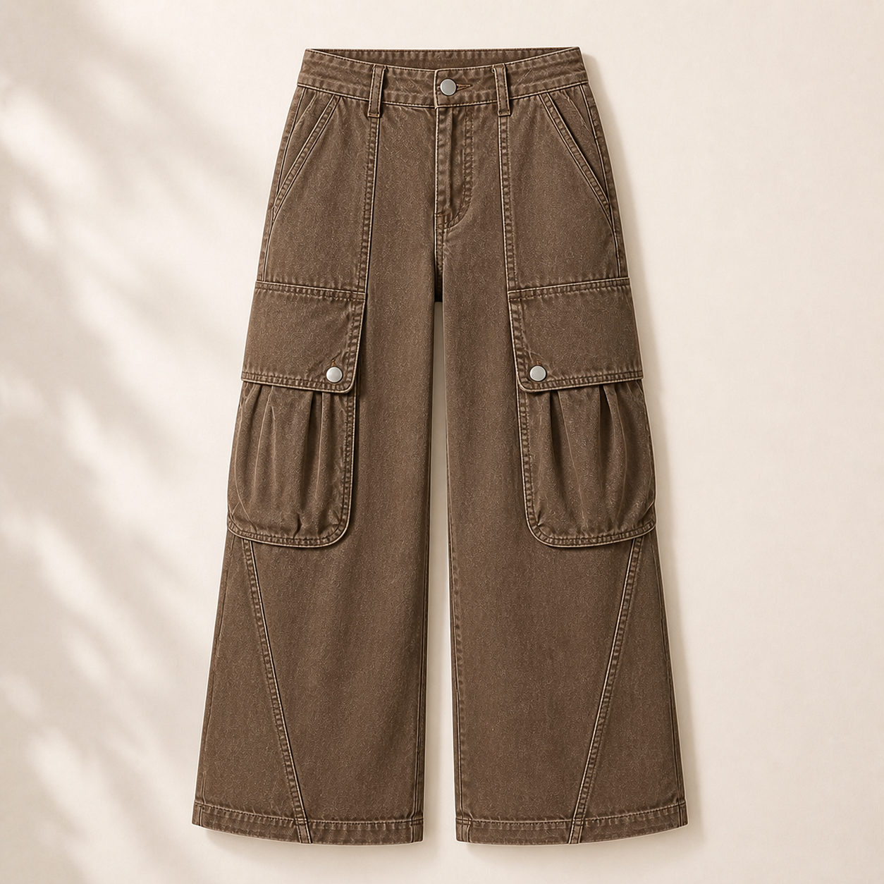 Women's Solid Flap Pocket Mid Rise Parachute Cargo Pants Without Belt 8/10/12 Pack