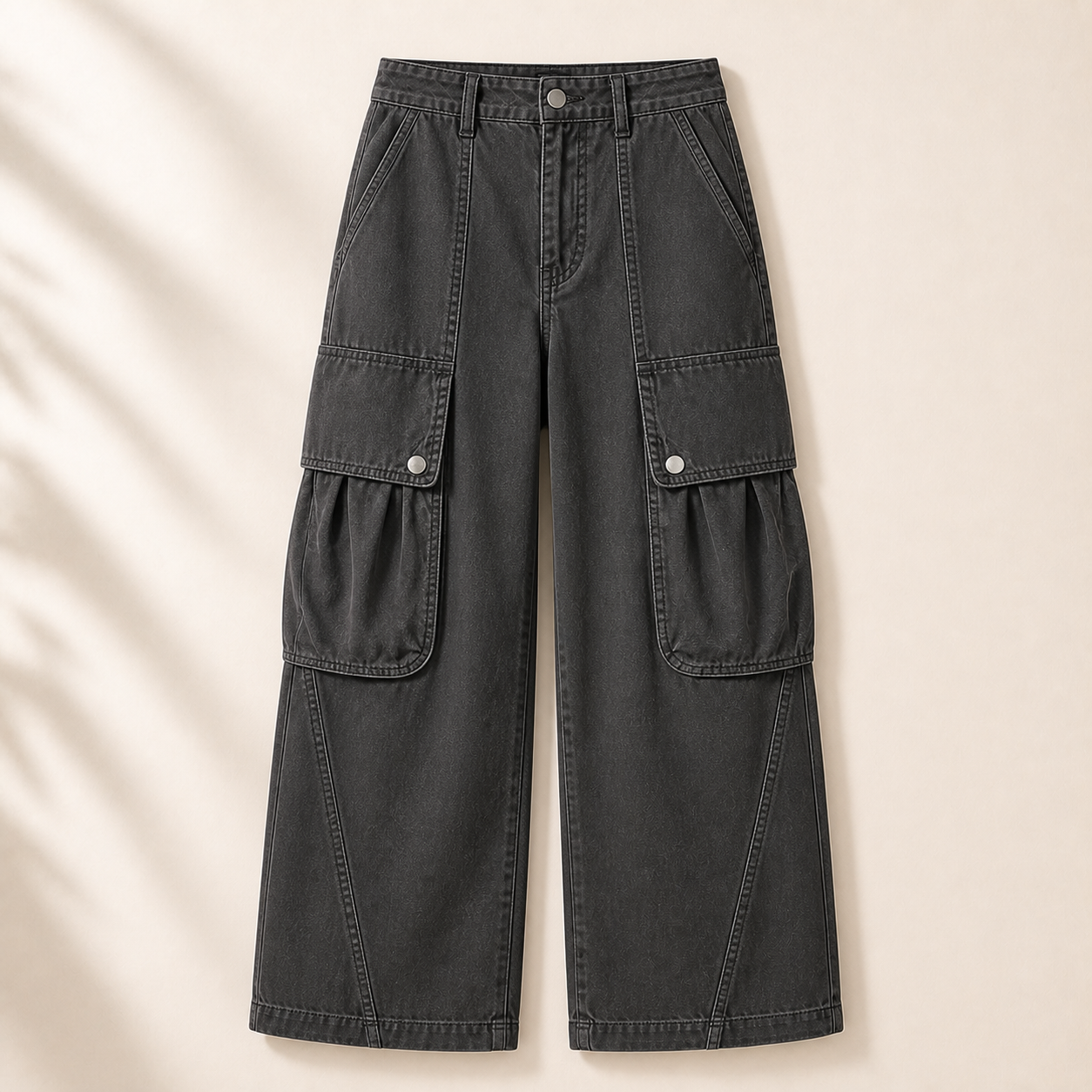 Women's Solid Flap Pocket Mid Rise Parachute Cargo Pants Without Belt 8/10/12 Pack