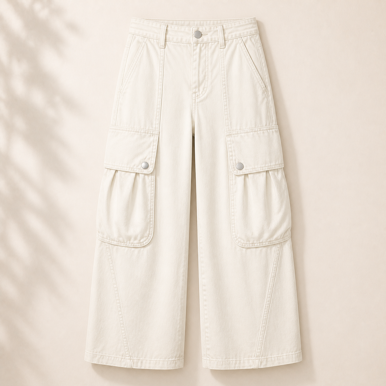 Women's Solid Flap Pocket Mid Rise Parachute Cargo Pants Without Belt 8/10/12 Pack