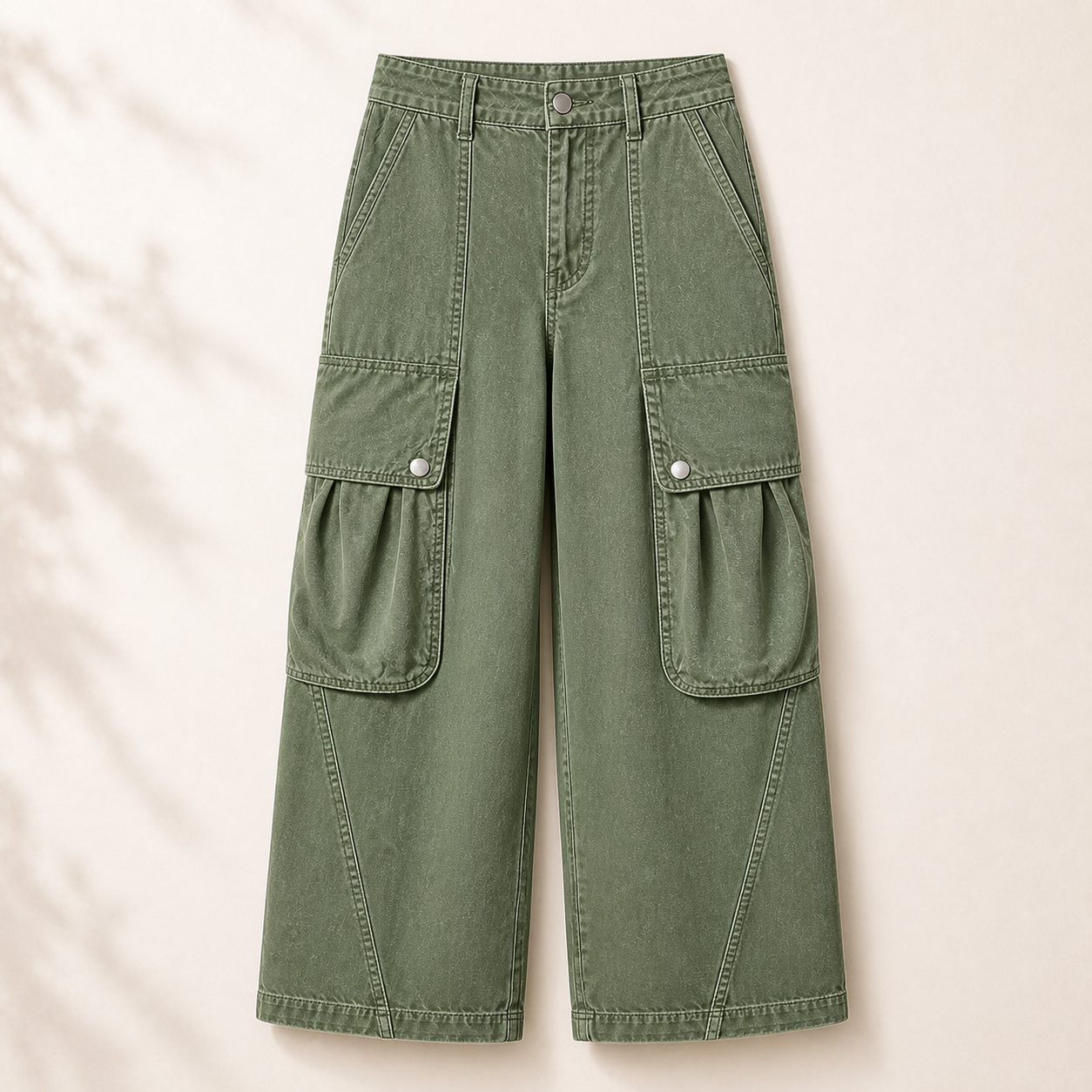 Women's Solid Flap Pocket Mid Rise Parachute Cargo Pants Without Belt 8/10/12 Pack