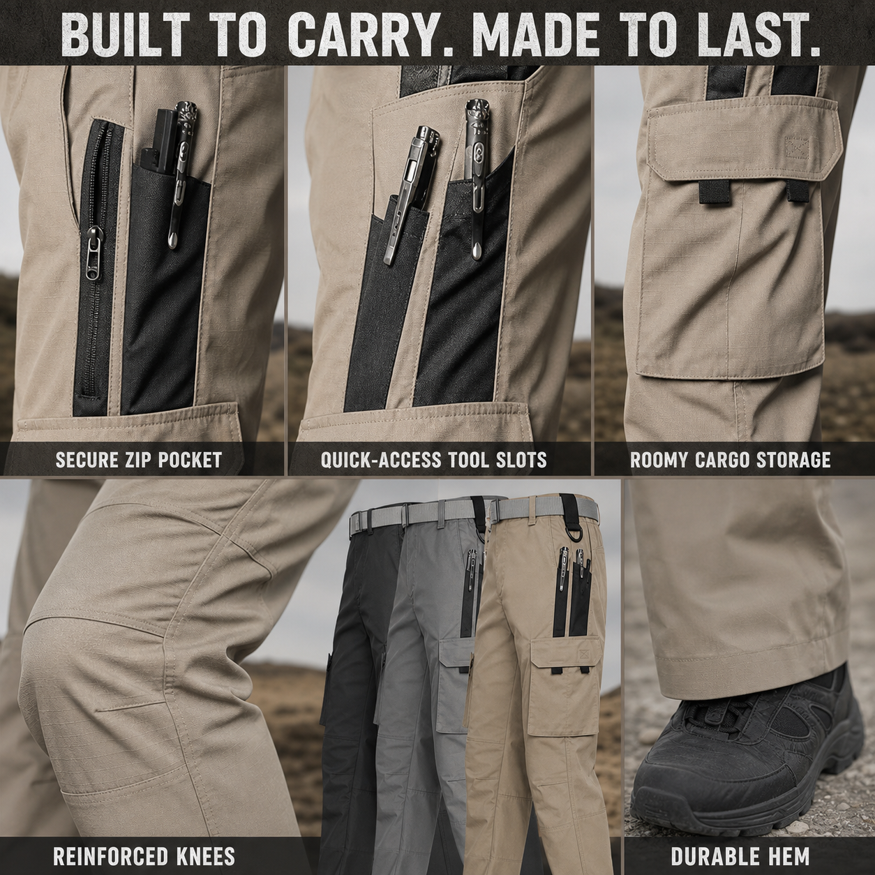 Men's Water-Resistant Multi-Pocket Tactical Cargo Pants