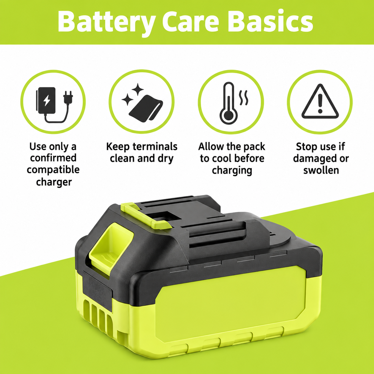 21V Max Lithium Battery Pack, 1-Pack - Battery Care Basics
