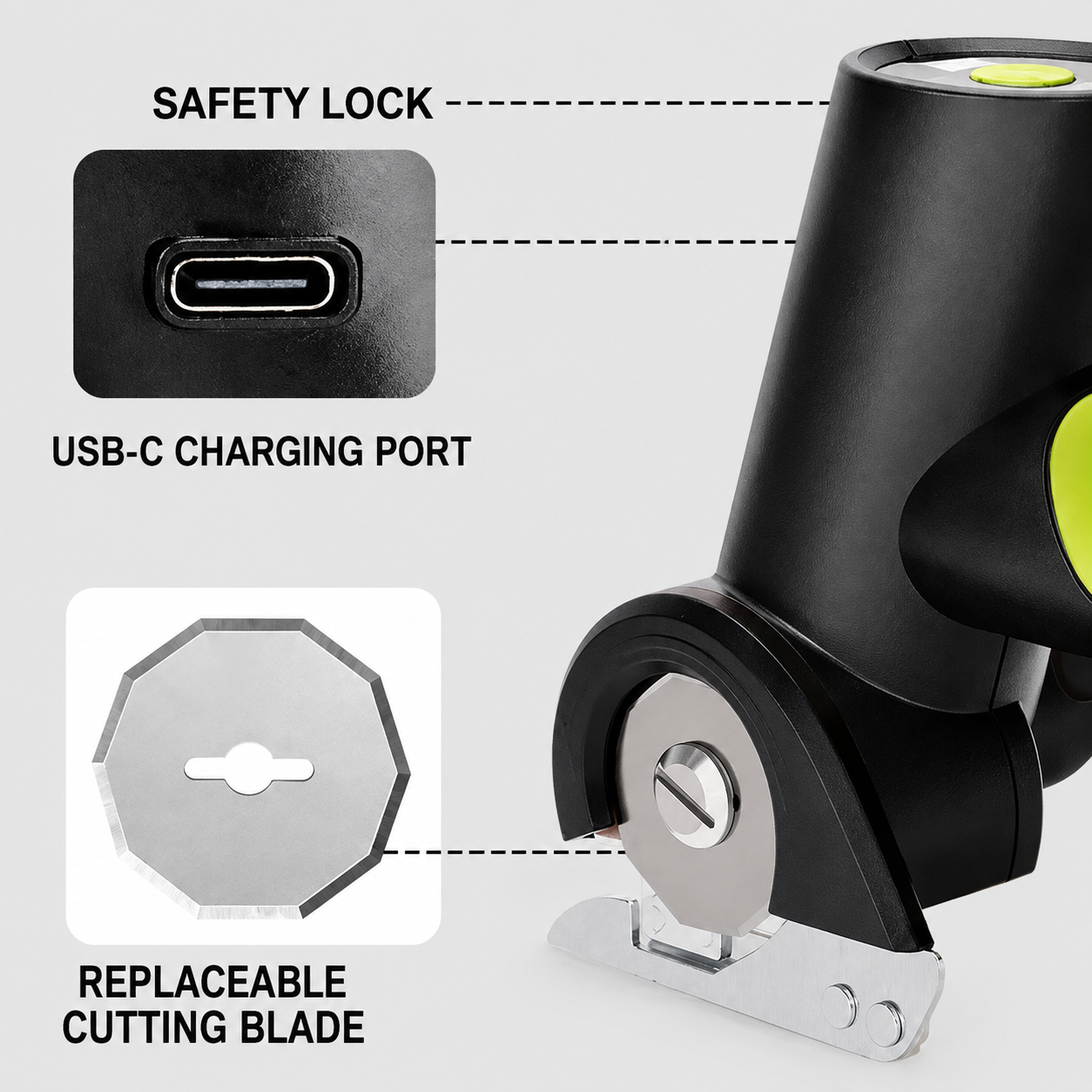 Cordless Rechargeable Electric Scissors - Practical Controls and Serviceable Blade
