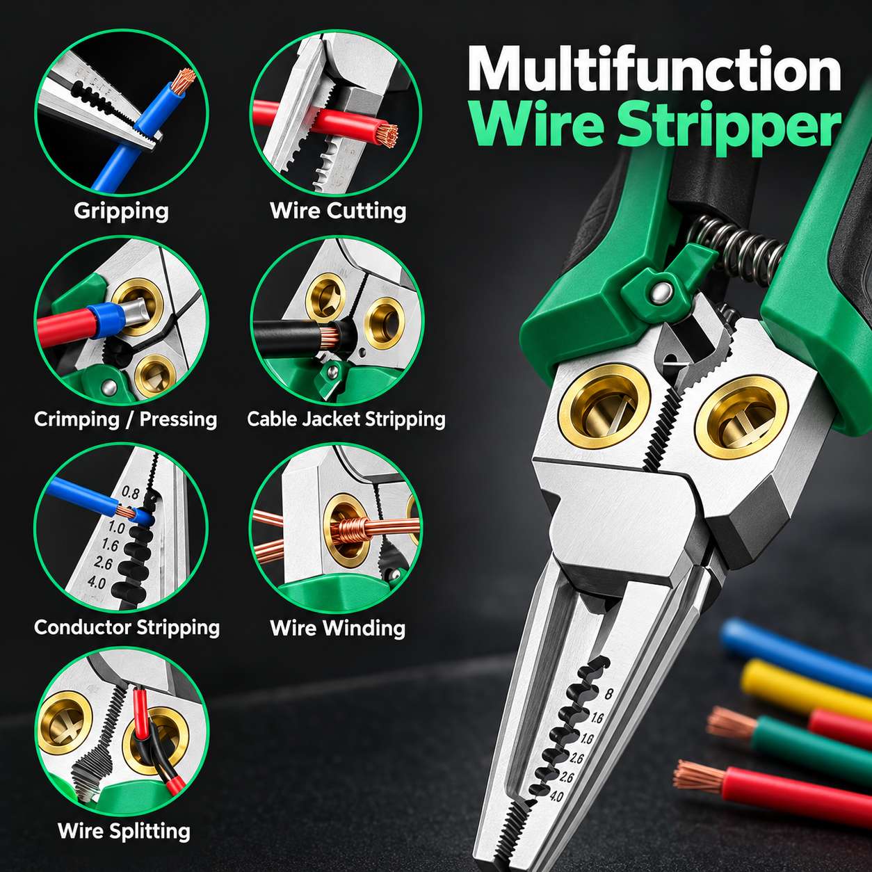 8-in-1 Wire Stripper & Needle-Nose Pliers