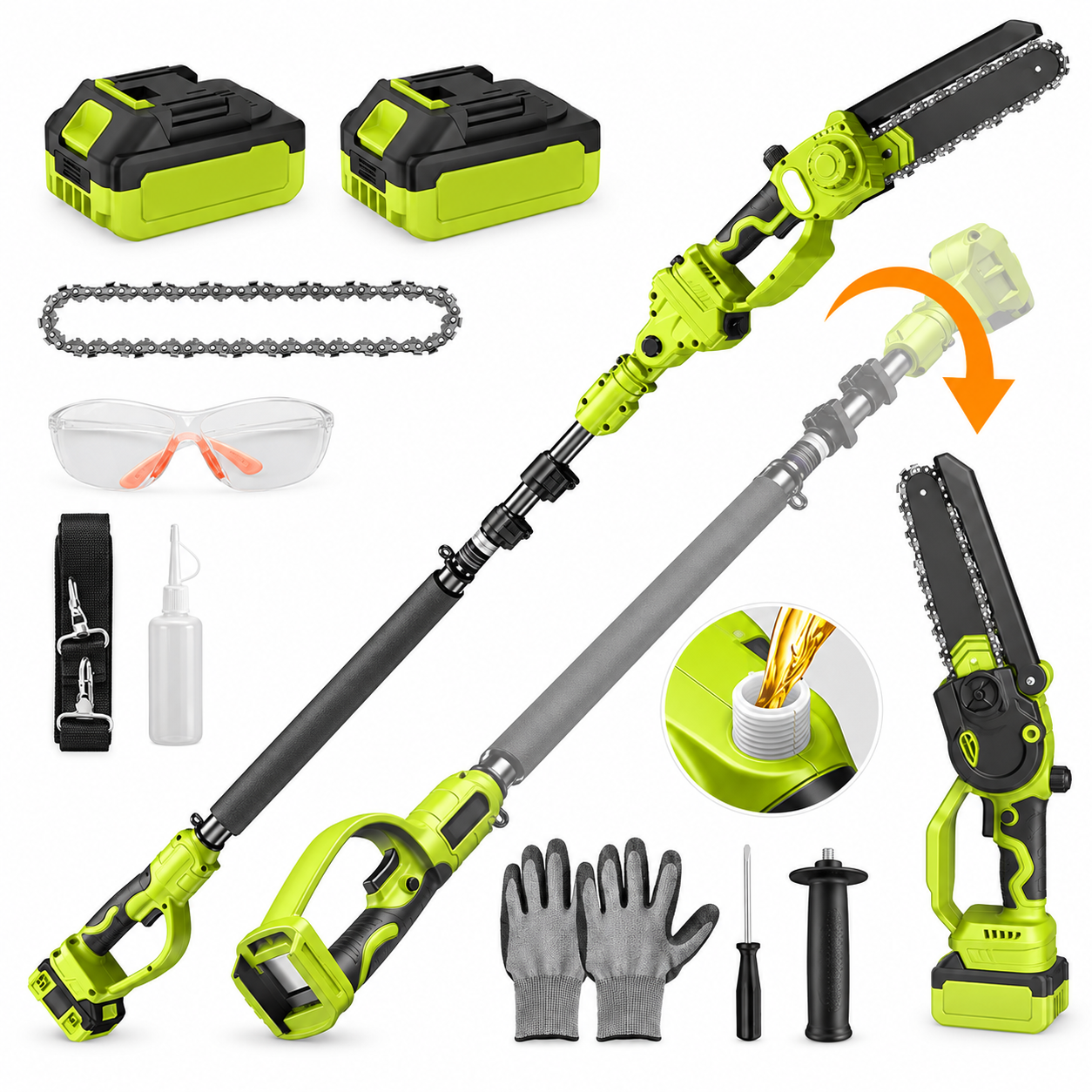 2-in-1 8-in Brushless Chainsaw & Telescopic Pruner