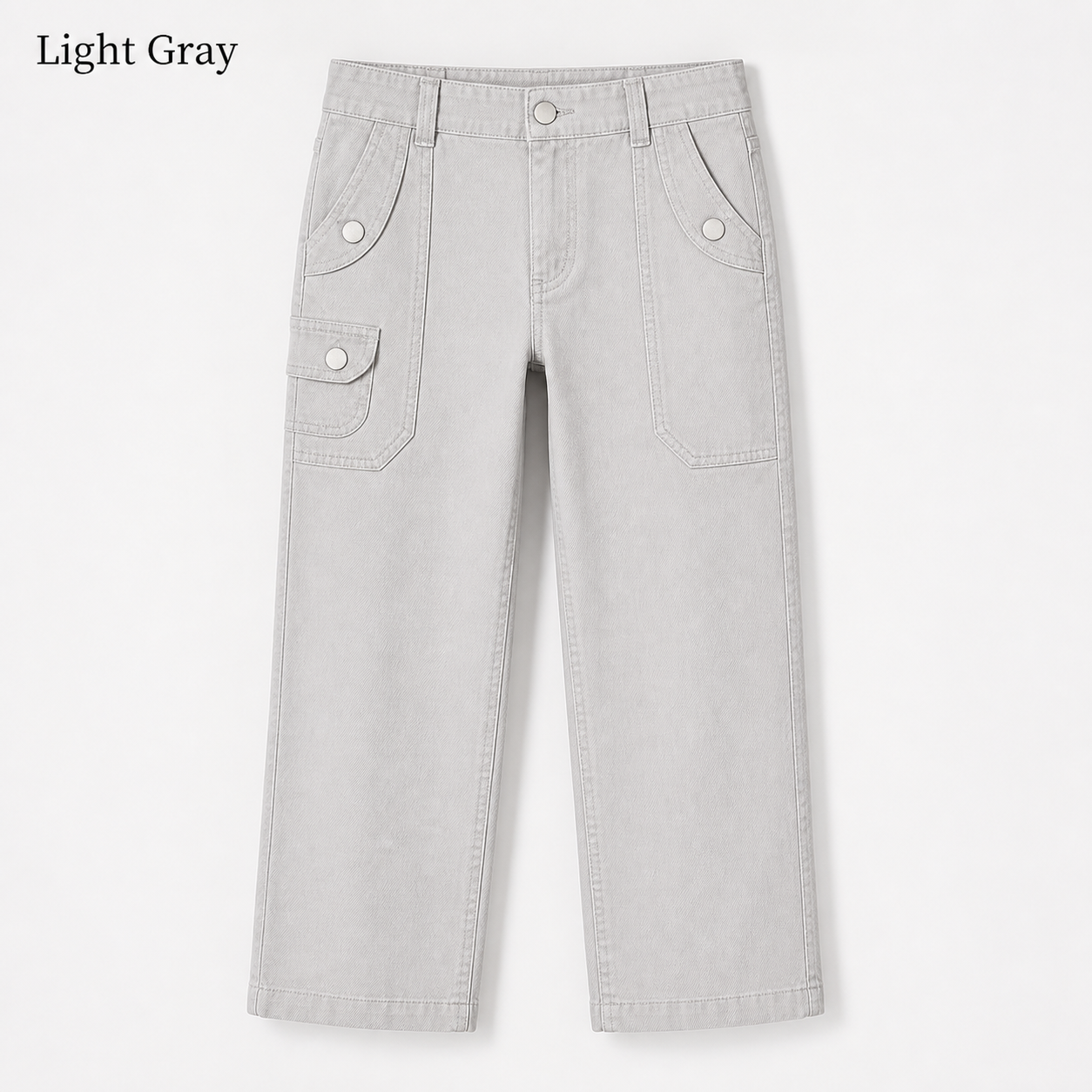 Women's Solid Button Decor Mid Waist Straight Leg Crop Pants Without Belt 8/10/12 Pack