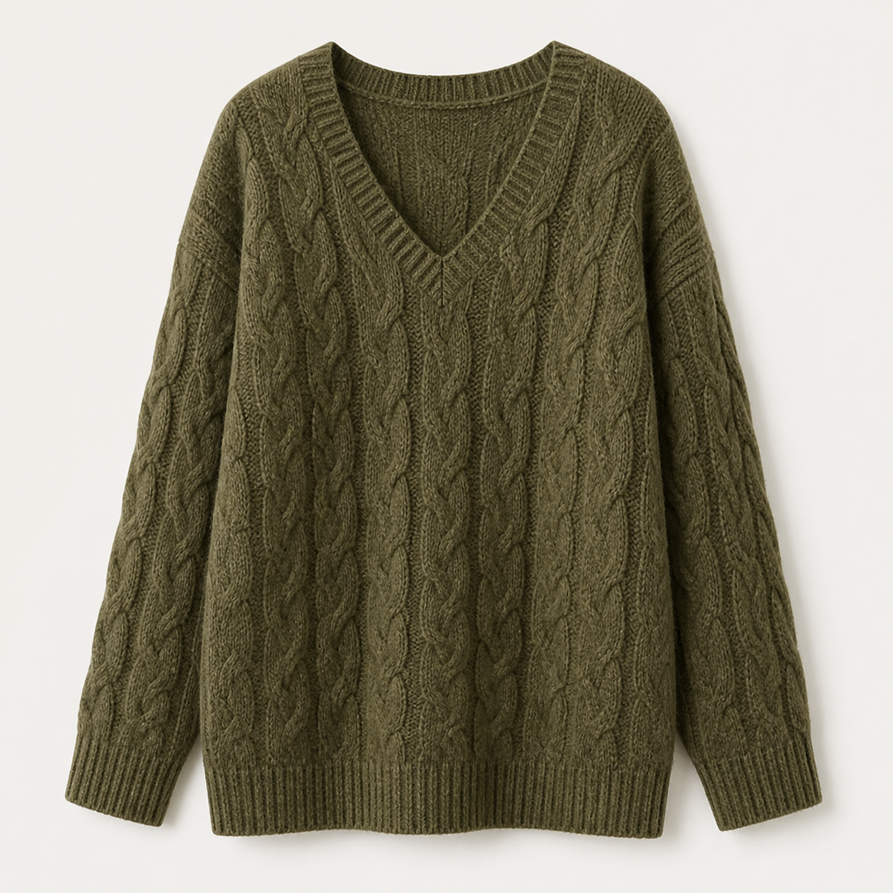 Women's Cable Knit V Neck Long Sleeve Sweater 8/10/12 Pack