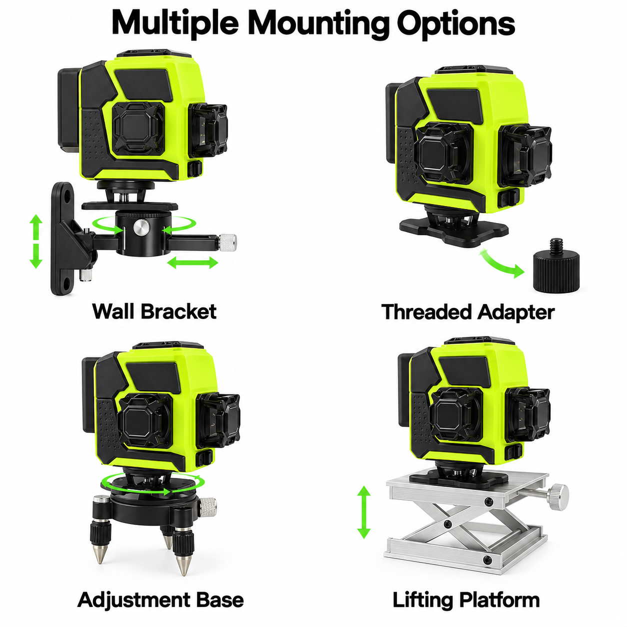 12-Line 3 x 360 Green Laser Level Kit