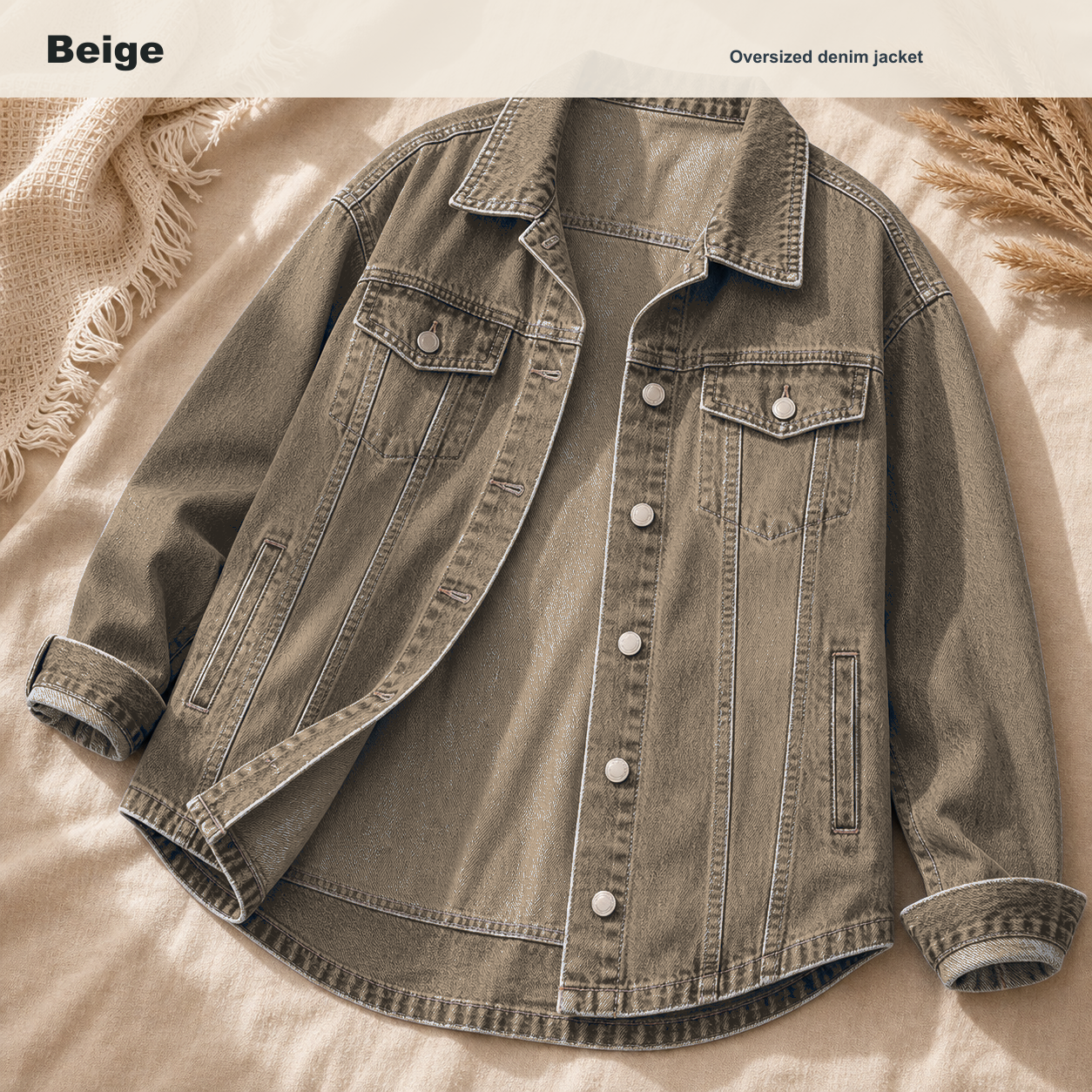 Women's Oversized Washed Denim Jacket 8/10/12 Pack
