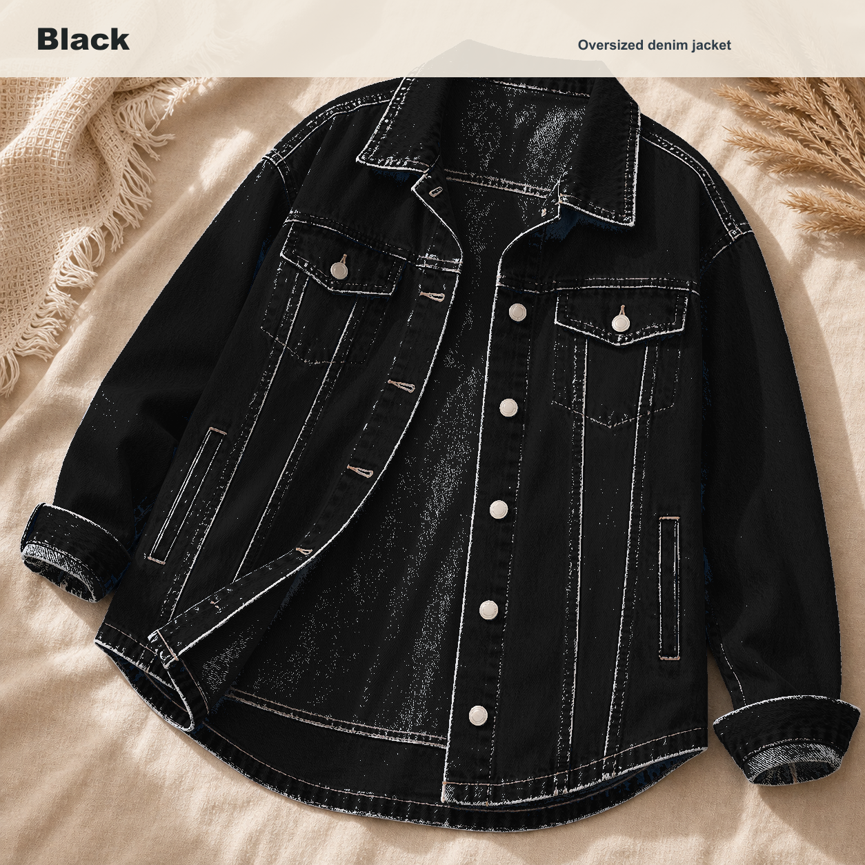 Women's Oversized Washed Denim Jacket 8/10/12 Pack