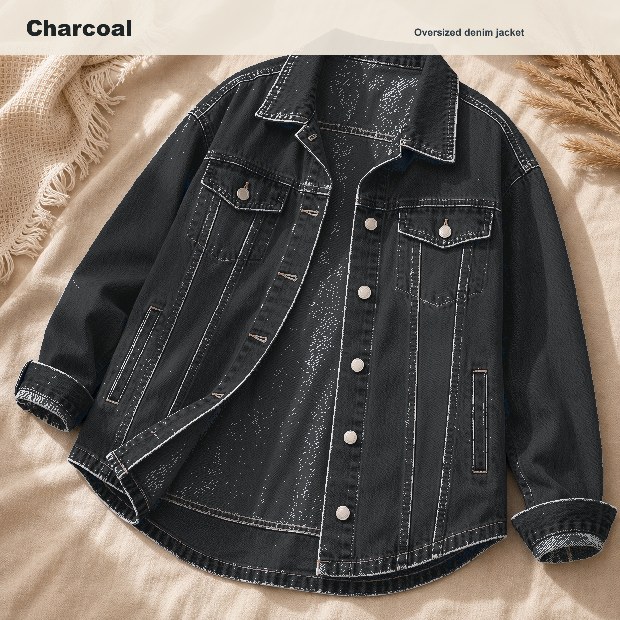 Women's Oversized Washed Denim Jacket 8/10/12 Pack