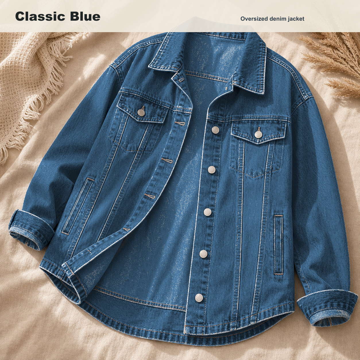 Women's Oversized Washed Denim Jacket 8/10/12 Pack
