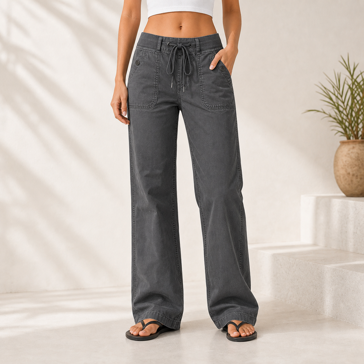 Women's High Stretch Mid Rise Straight Pants 8/10/12 Pack