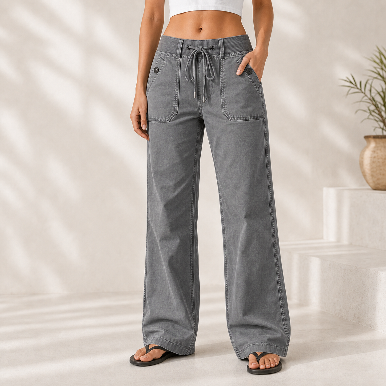 Women's High Stretch Mid Rise Straight Pants 8/10/12 Pack