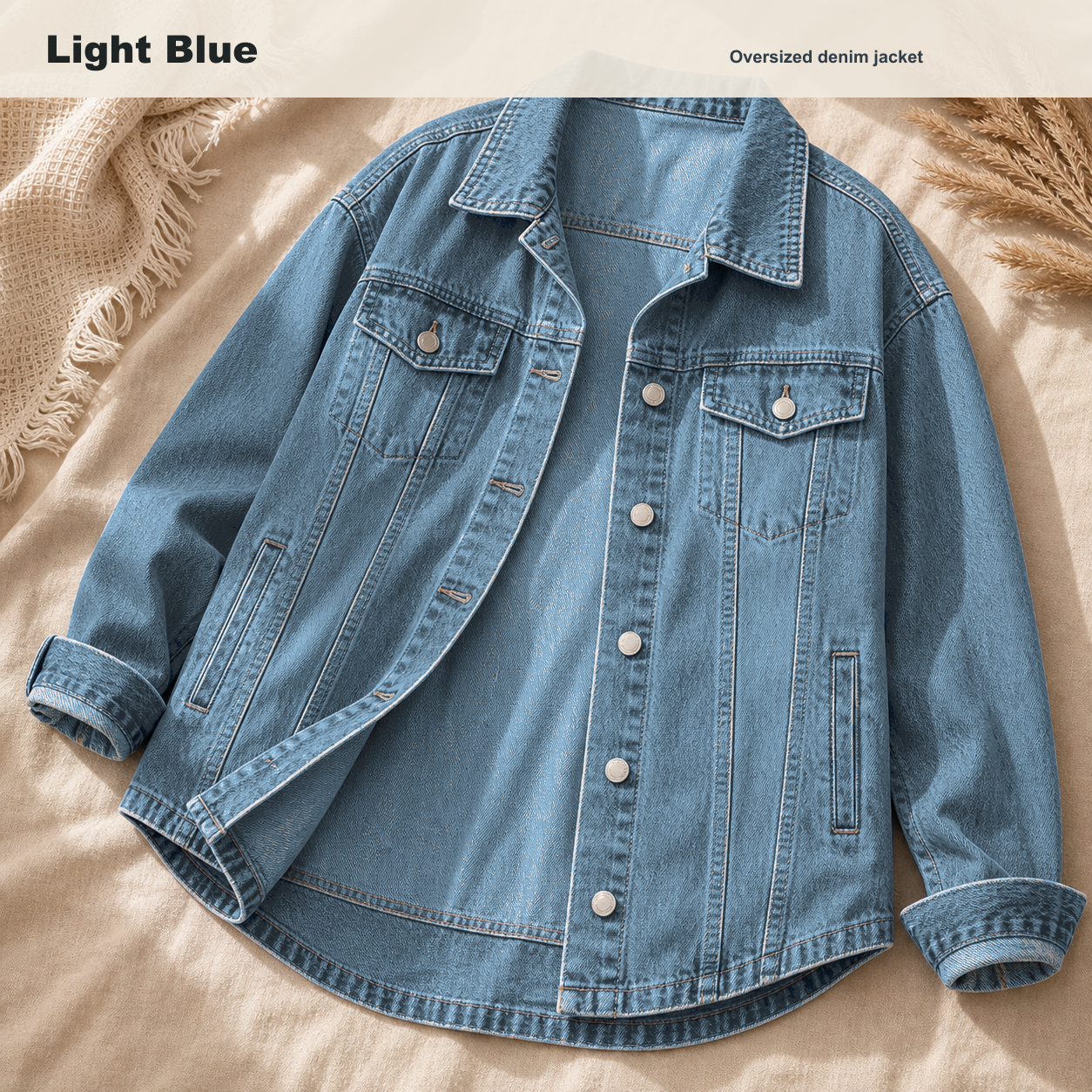 Women's Oversized Washed Denim Jacket 8/10/12 Pack