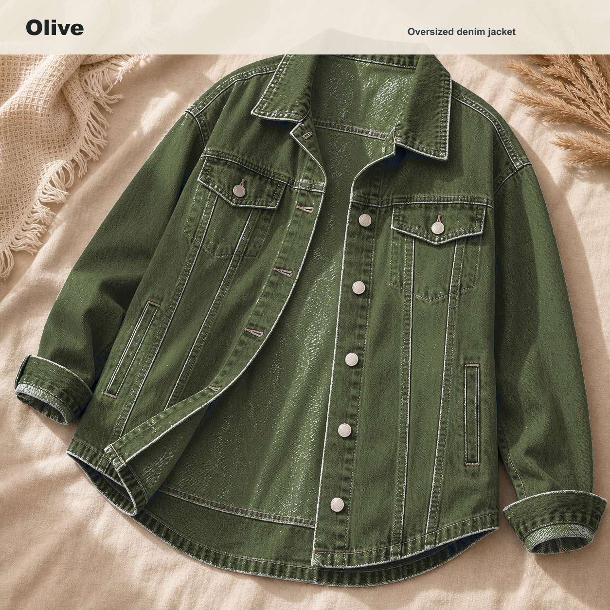 Women's Oversized Washed Denim Jacket 8/10/12 Pack