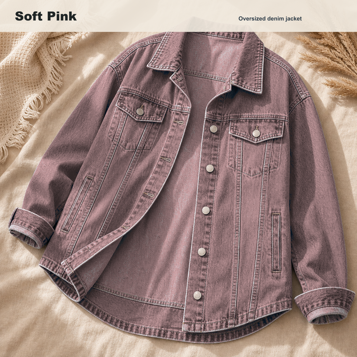 Women's Oversized Washed Denim Jacket 8/10/12 Pack