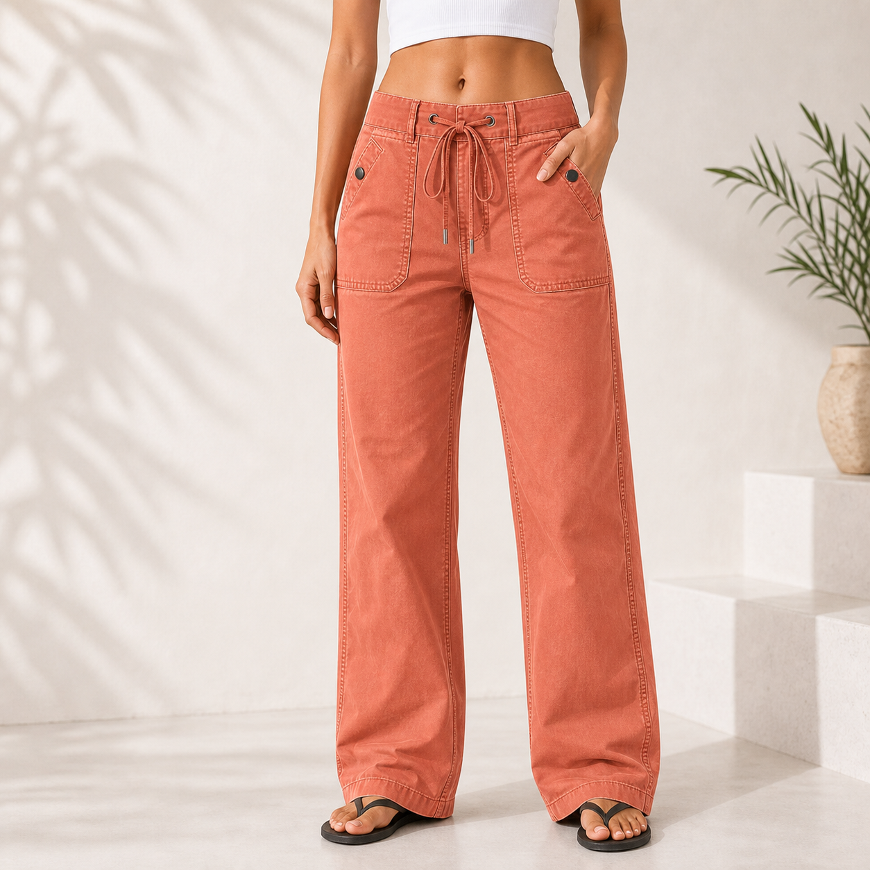Women's High Stretch Mid Rise Straight Pants 8/10/12 Pack