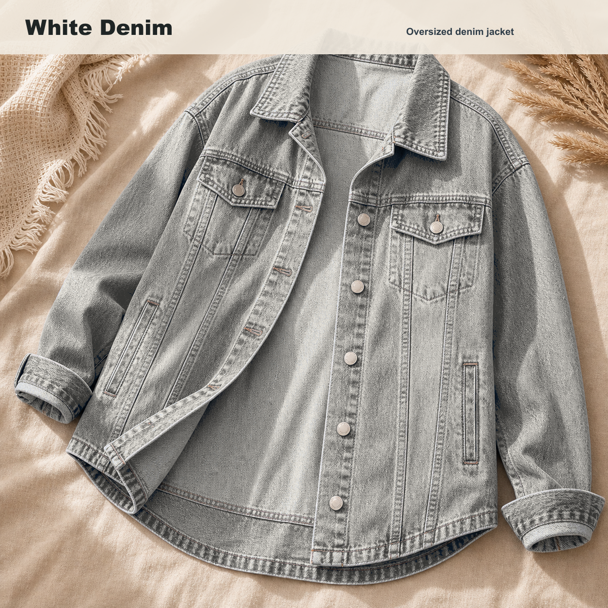 Women's Oversized Washed Denim Jacket 8/10/12 Pack