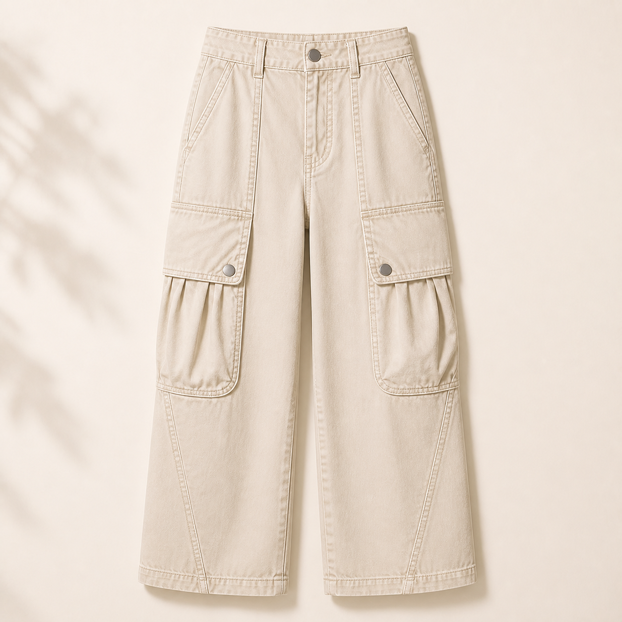 Women's Solid Flap Pocket Mid Rise Parachute Cargo Pants Without Belt 8/10/12 Pack