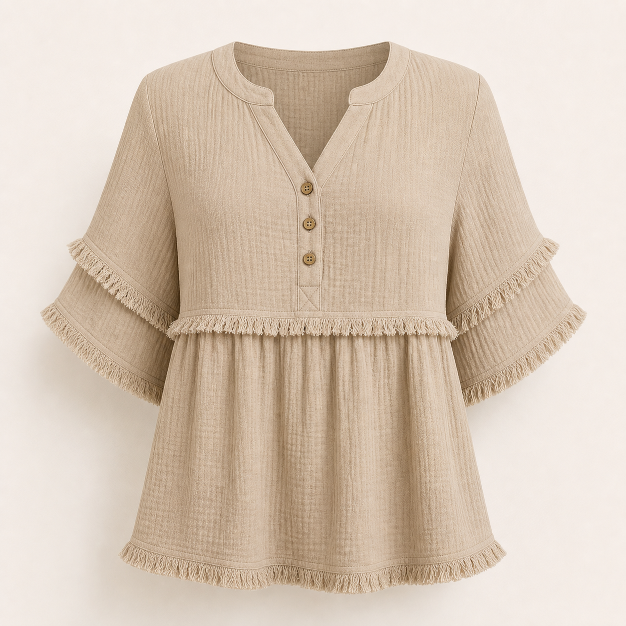 Women's Solid Raw Hem Button Front Notched Neck Blouse 8/10/12 Pack