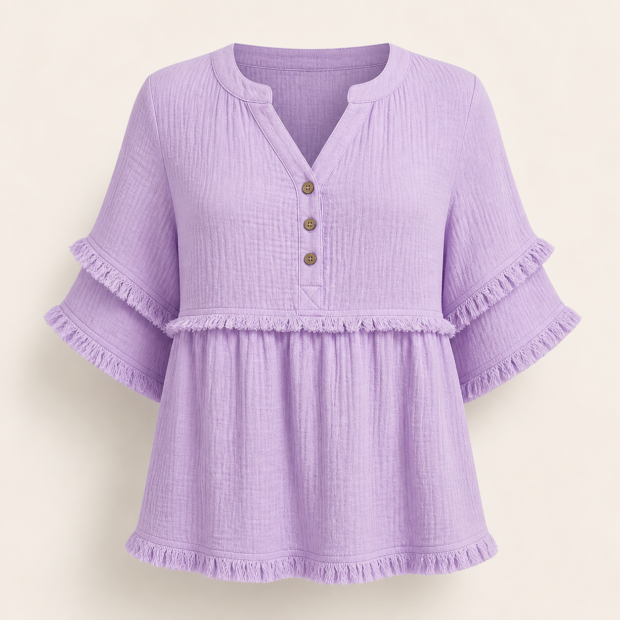 Women's Solid Raw Hem Button Front Notched Neck Blouse 8/10/12 Pack