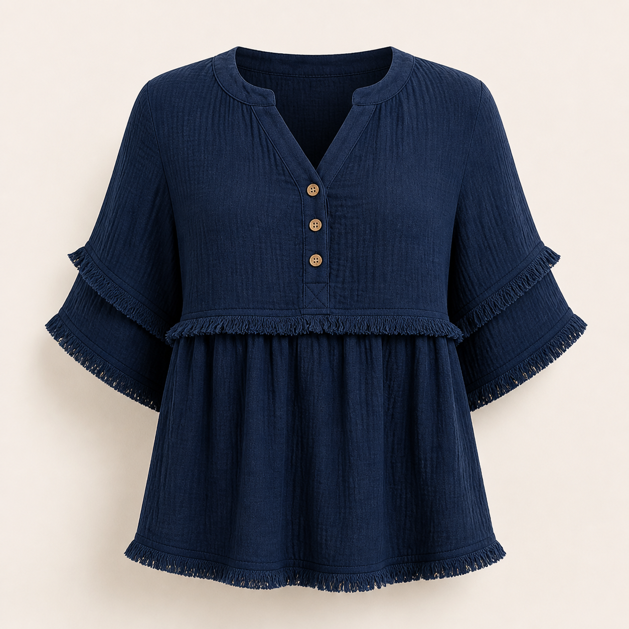Women's Solid Raw Hem Button Front Notched Neck Blouse 8/10/12 Pack