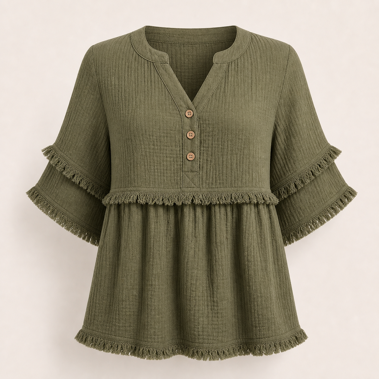 Women's Solid Raw Hem Button Front Notched Neck Blouse 8/10/12 Pack
