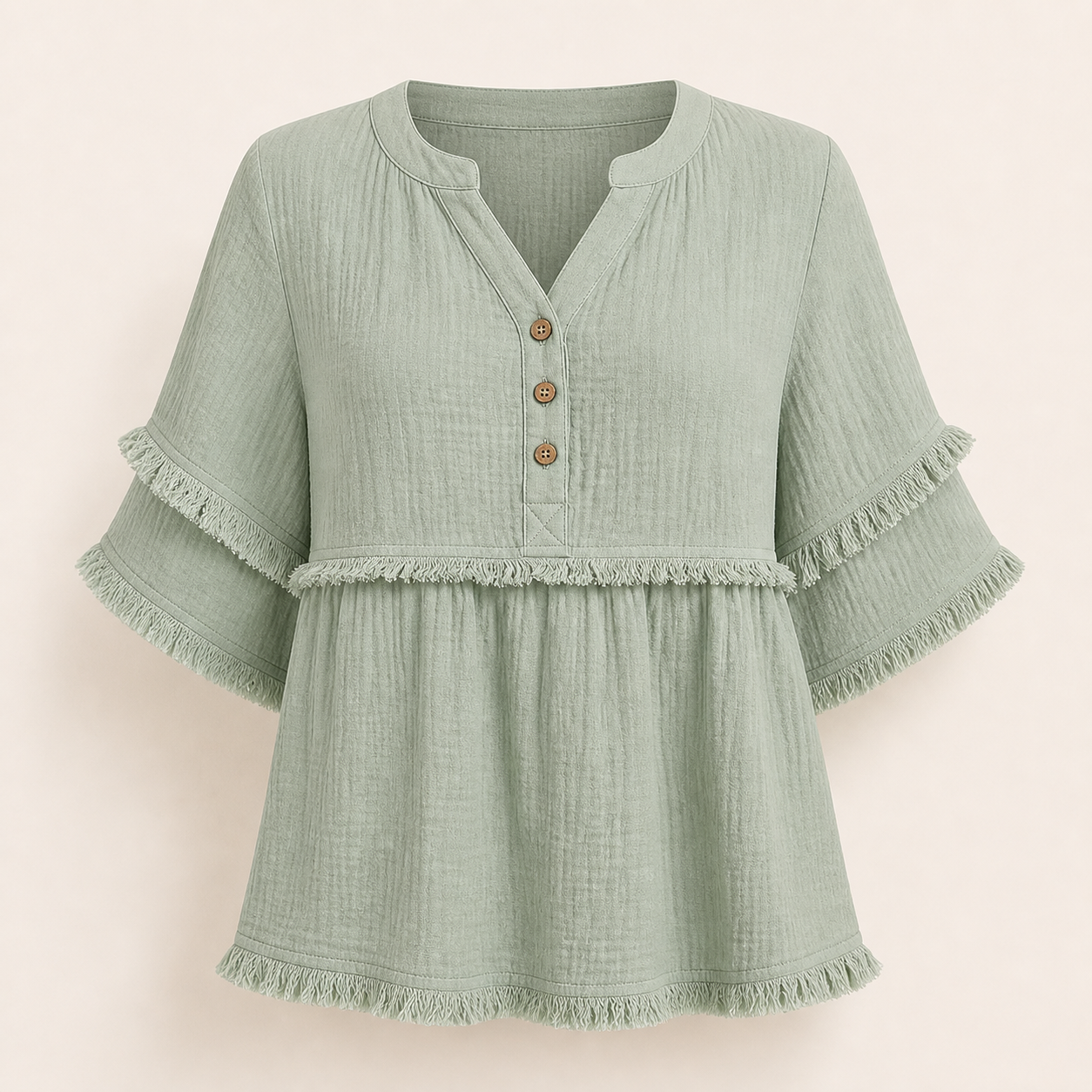 Women's Solid Raw Hem Button Front Notched Neck Blouse 8/10/12 Pack