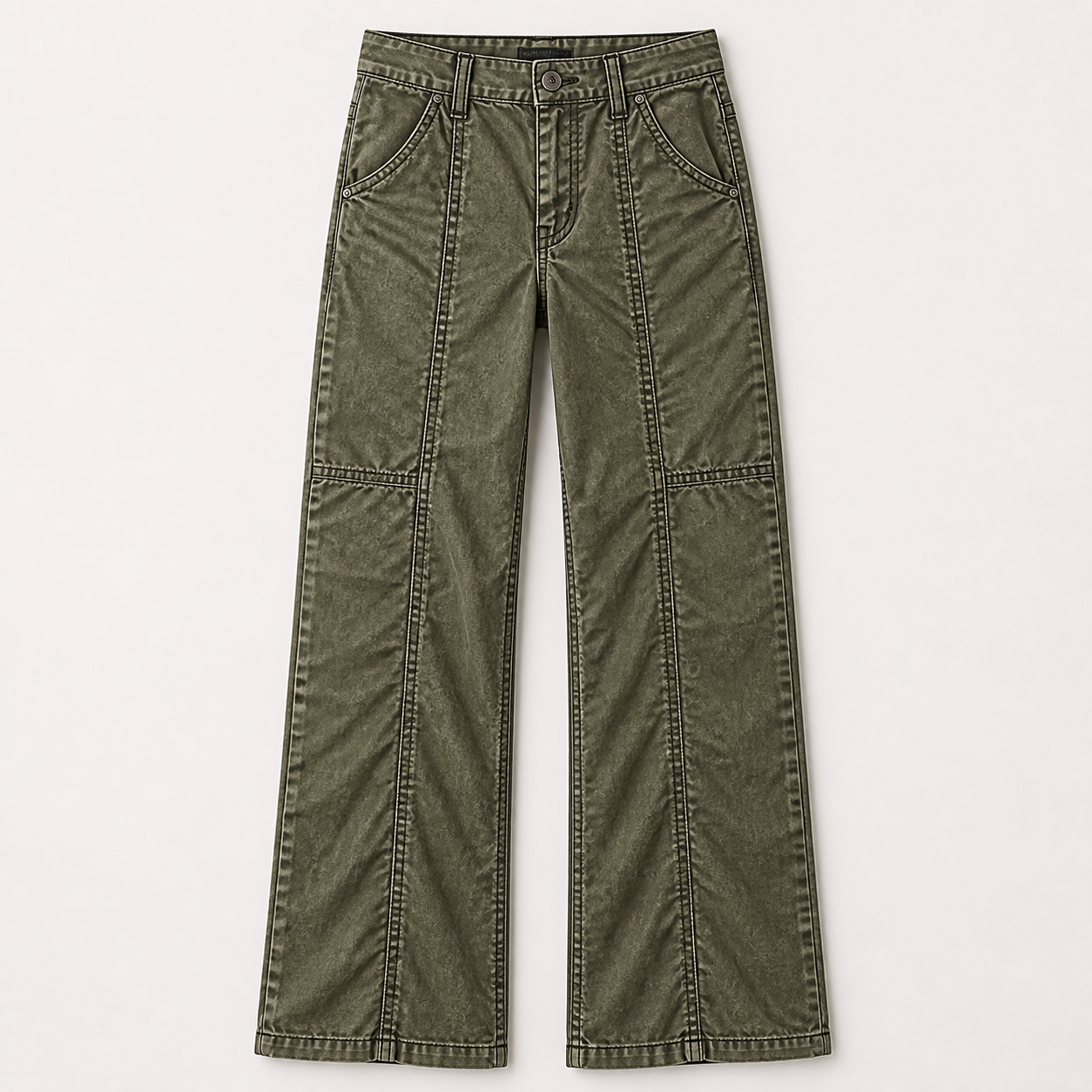Women's Solid Stitch Detail Mid Rise Straight Leg Utility Pants 8/10/12 Pack