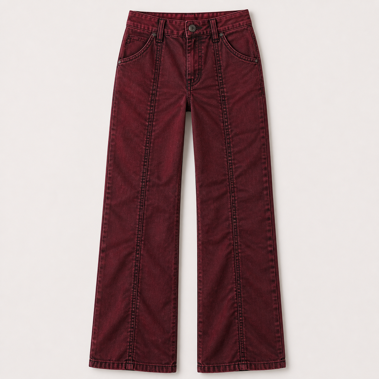 Women's Solid Stitch Detail Mid Rise Straight Leg Utility Pants 8/10/12 Pack