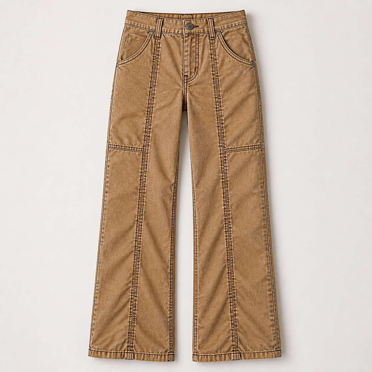 Women's Solid Stitch Detail Mid Rise Straight Leg Utility Pants 8/10/12 Pack
