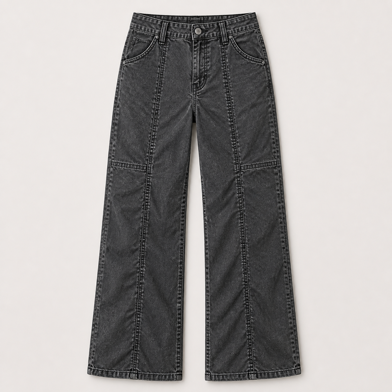 Women's Solid Stitch Detail Mid Rise Straight Leg Utility Pants 8/10/12 Pack