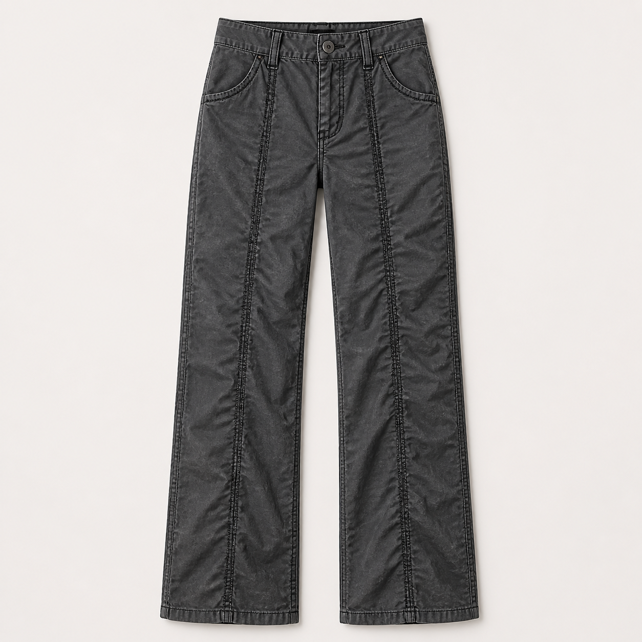 Women's Solid Stitch Detail Mid Rise Straight Leg Utility Pants 8/10/12 Pack