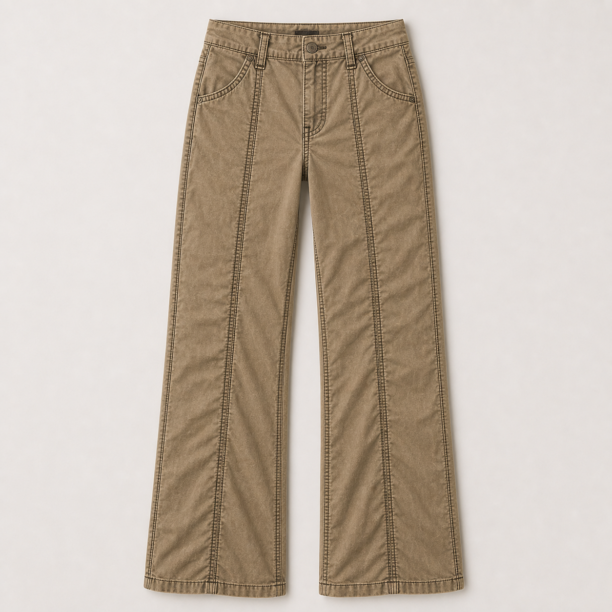 Women's Solid Stitch Detail Mid Rise Straight Leg Utility Pants 8/10/12 Pack