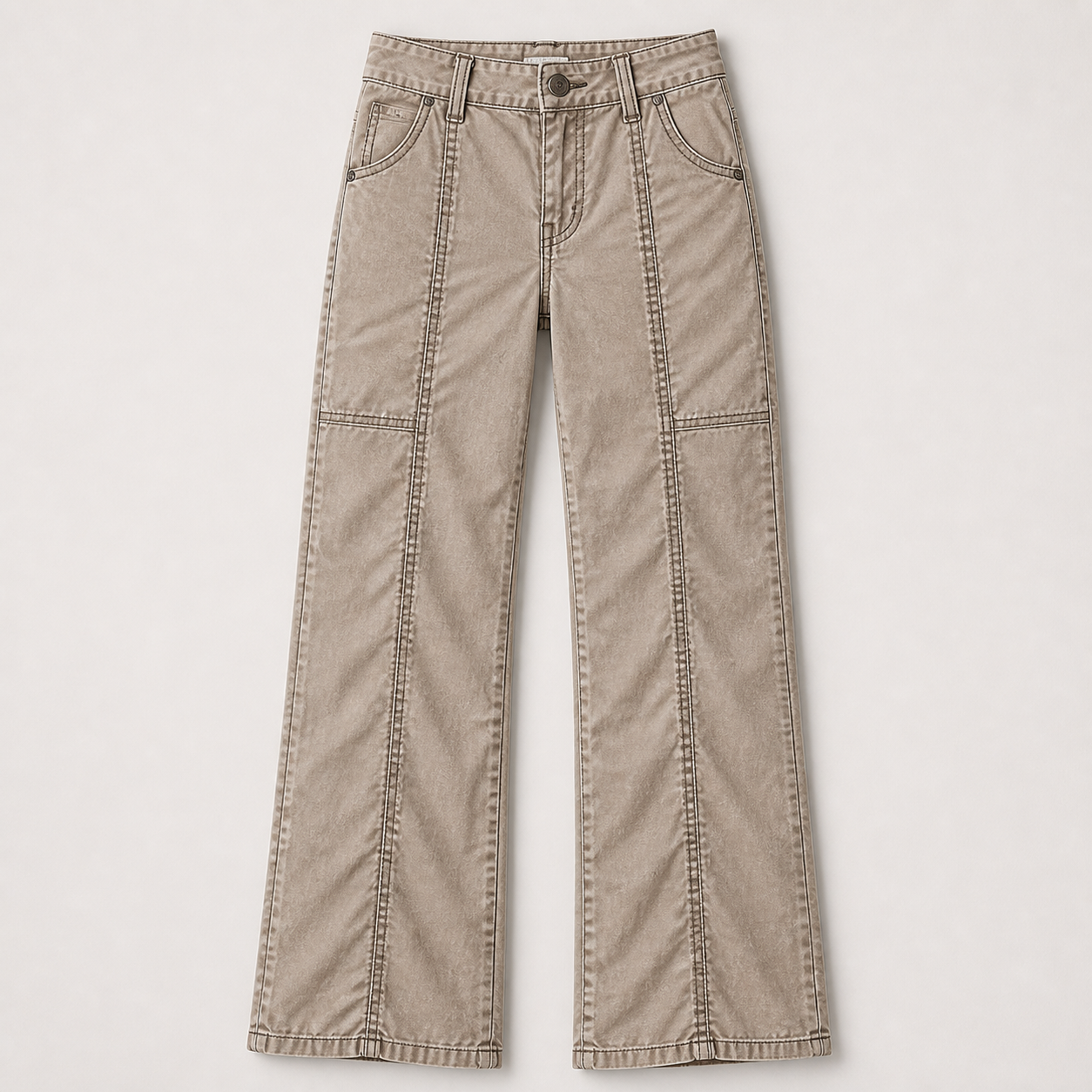 Women's Solid Stitch Detail Mid Rise Straight Leg Utility Pants 8/10/12 Pack