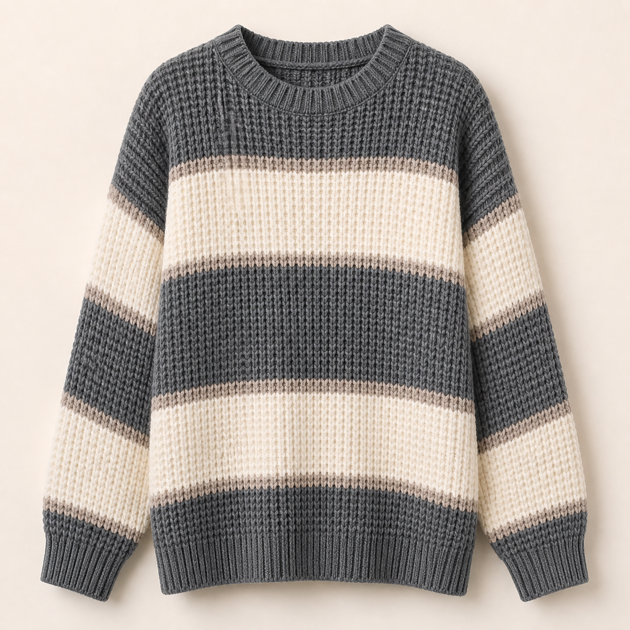 Women's Striped Drop Shoulder Pullover Sweater 8/10/12 Pack