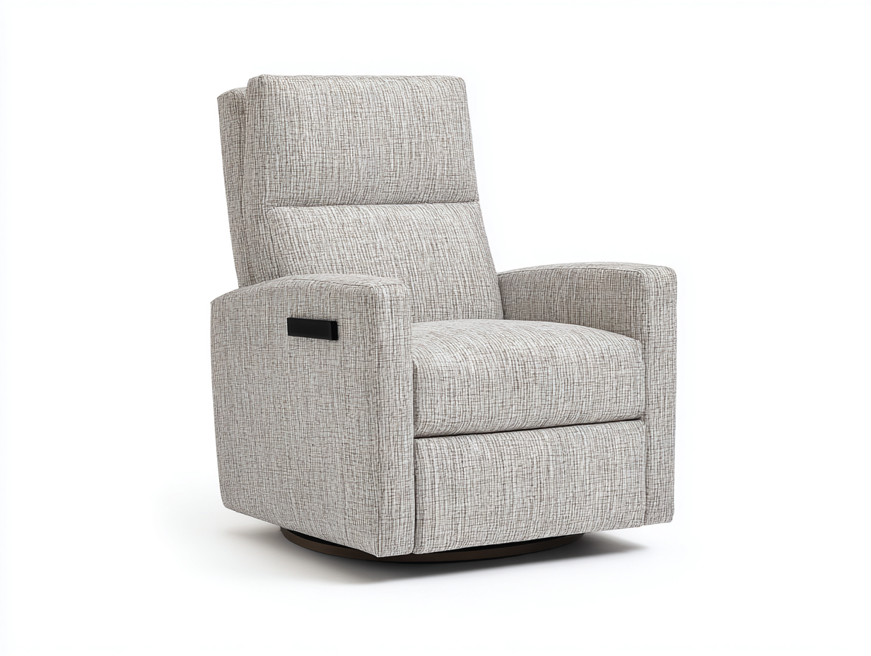 Sillones reclinables de tela 94x92x105 cm - beige y negro - diseño giratorio acolchado para salón-Nivairoom