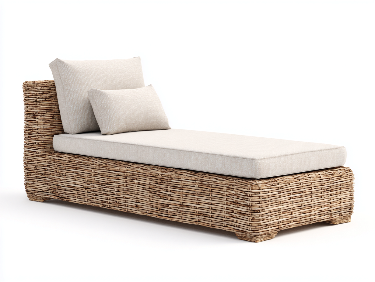 Tumbonas de ratán 190x76x78 cm - natural y beige - diseño recto para jardín-Nivairoom
